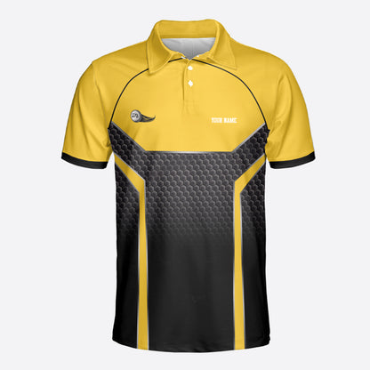 Petthouse | Personalized Name Golf Fans Yellow Black Polo Shirt, Golfer Holiday Christmas Fans Gift