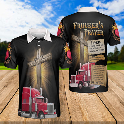 Petthouse | Trucker's Prayer Christian Cross Polo Shirt Truck Driver Sport Shirts Truckers Gift Religious Gift