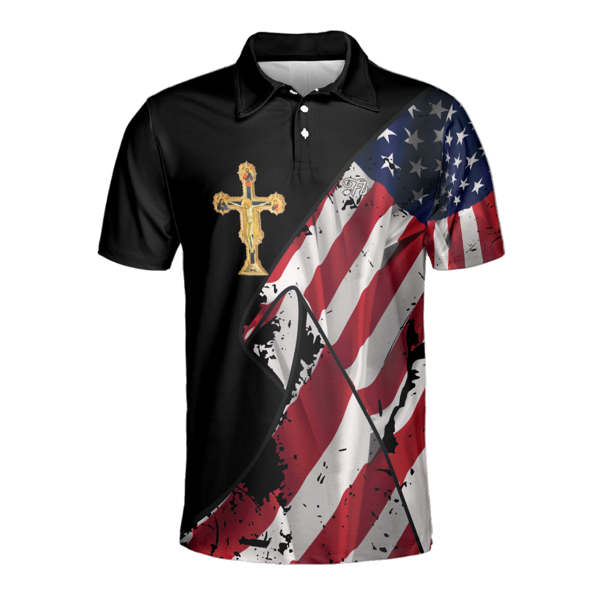 Petthouse | Jesus On Cross Polo Shirt Gold Cross Mens Polo Shirt Christian Gift