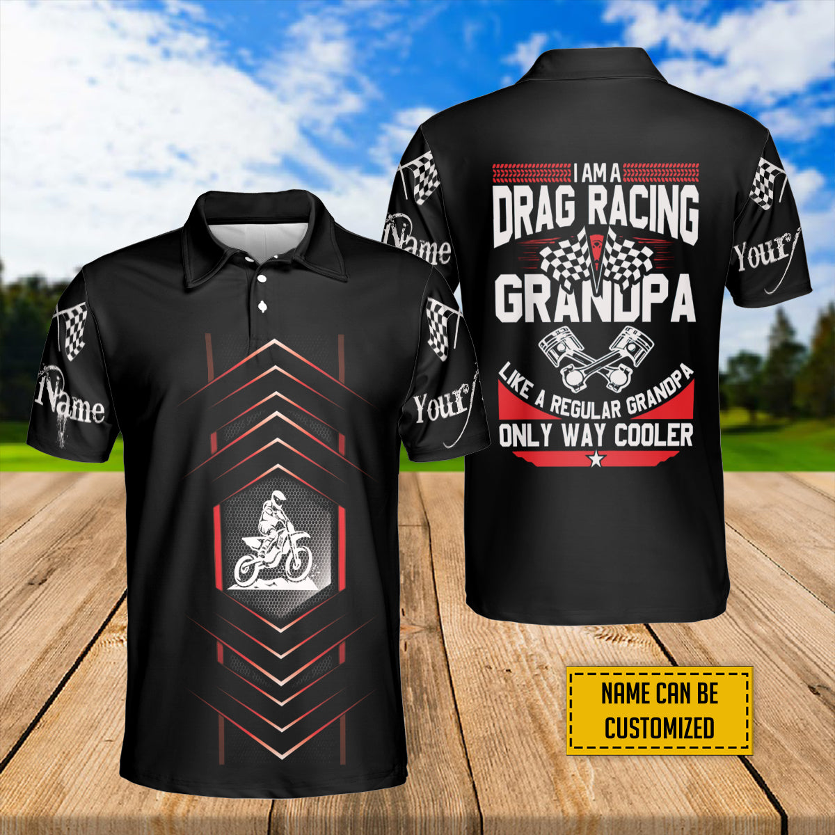 Petthouse | Customized Name Drag Racing Grandpa Polo Shirt Happy Father's Day Gift For Grandpa