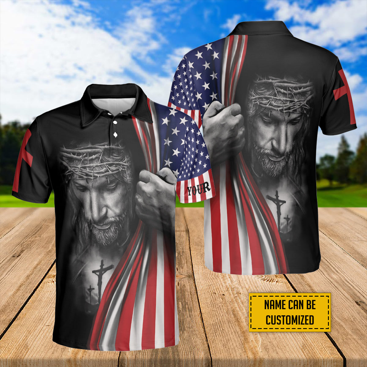 Petthouse | Customized Name Jesus Christ Happy 4th Of July Polo Shirt God Us Flag Sport Shirt Patriot Gift