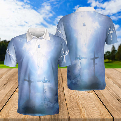 Petthouse | Jesus Christian Cross Heaven Polo Shirt Christian Religion Faith Sport Shirt Religious Gift Idea