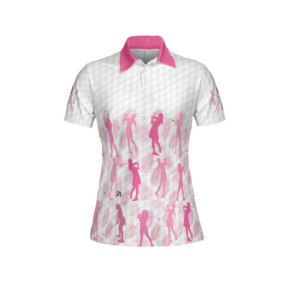 Petthouse | Golf Girl Polo Shirt Pink Golf Polo Shirt Unisex Polo Shirt For Women Golf Tropical Shirt