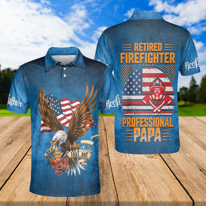 Petthouse | Retired Firefighter Professional Papa Polo Shirt Fireman Dad Sport Shirt Father's Day Gift