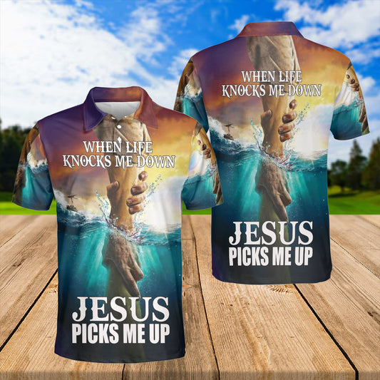 Petthouse | Jesus God Christian Polo Shirt Jesus Picks Me Up Sport Shirts Scripture Quote Bible Verse