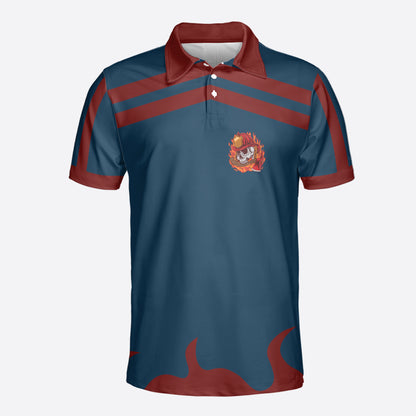 Petthouse | Skull Firefighter Polo Shirt Walking Where The Devil Dance Polo Shirt Fireman Gift