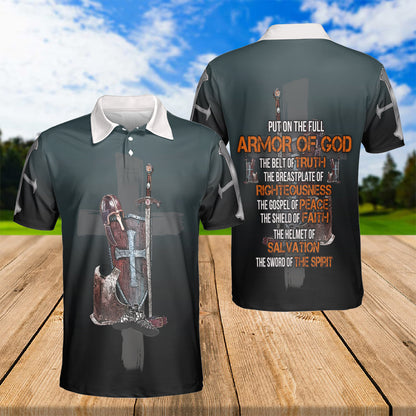 Petthouse | Christian Knight Templar Warrior Polo Shirt Armor Of God Sport Shirt Religious Gift Idea