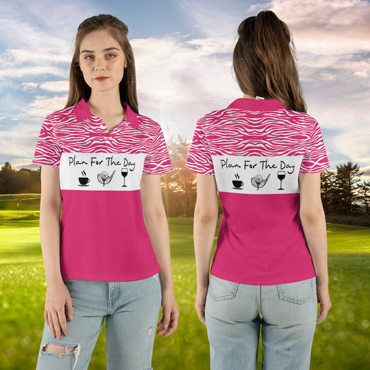 Petthouse | Plan For The Day Polo Shirt Pink Pattern Polo Shirt Woman Golf Polo Shirt Best Gift For Woman Golfer