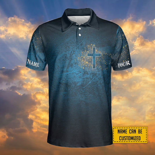 Petthouse | Customized Cross Glitter Fairy Polo Shirt Cross Faith I'm On Team Jesus Not Religious