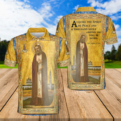 Petthouse | Saint Seraphim Of Sarov Polo Shirt Acquire A Peaceful Spirit Sport Shirt Gift For Family