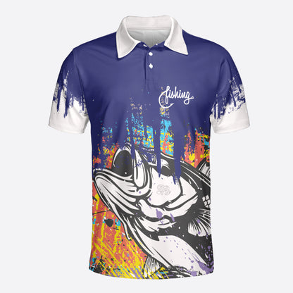 Petthouse | Fishing Lovers Polo Shirt, Colorful Fish Art Polo Shirt, Fisher Dad Grandpa Gift Idea