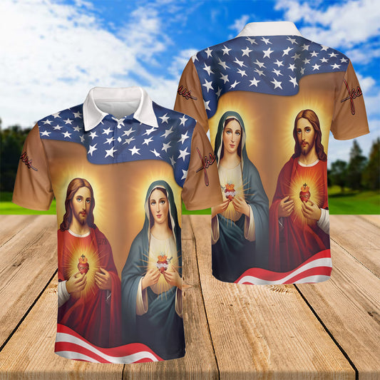 Petthouse | Mary Mother And Jesus Christ Polo Shirt Sacred Heart Jesus Sport Shirt God Lovers Gift Mom Gift