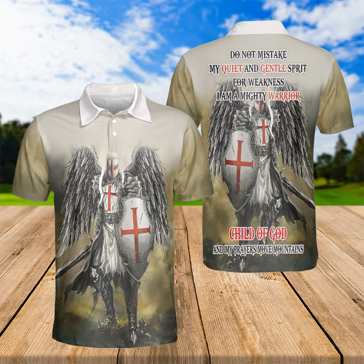 Petthouse | Christian Knight Templar Warrior Polo Shirt Child Of God Sport Shirt Religious Gift Idea