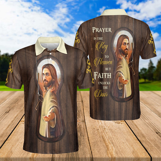 Petthouse | Jesus Christian Prayer Key Heaven Polo Shirt God Christian Sport Shirt Religious Gift Birthday Gift