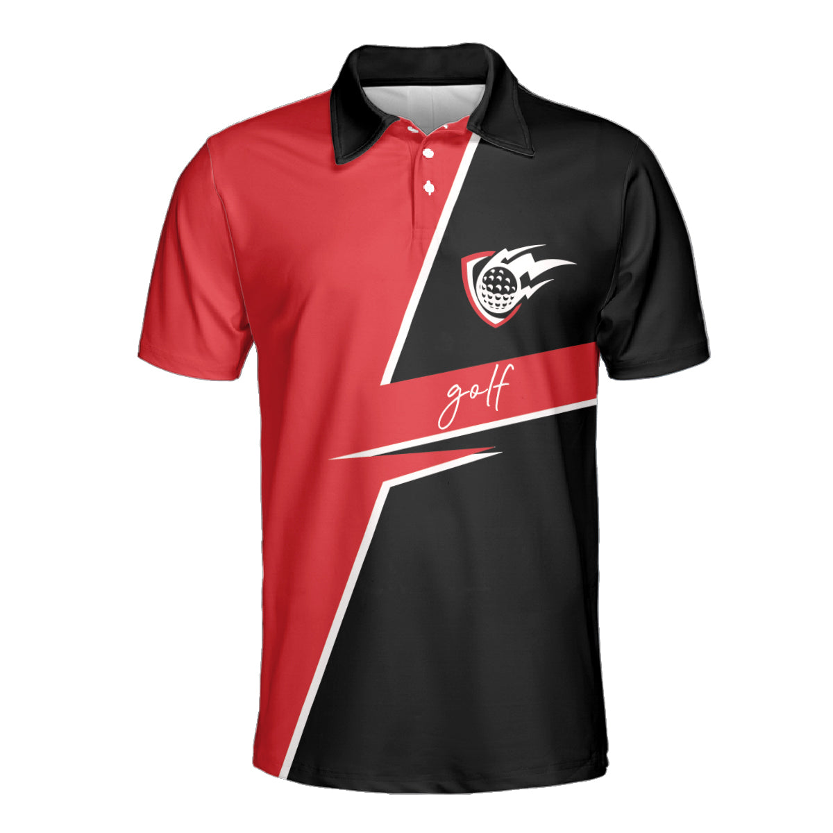 Petthouse | Golf Ball Flying Polo Shirt Golf Black And Red Unisex Polo Golfer Gift