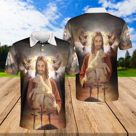 Petthouse | Jesus And Lamb Christian Religious Polo Shirts Christian Apparel Faith Gift