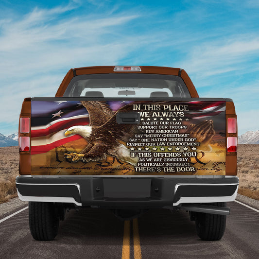 Petthouse | American Flag Tailgate Vinyl  Eagle Graphic Wrap Truck Tailgate Wrap  Gifts For Patriotic Men