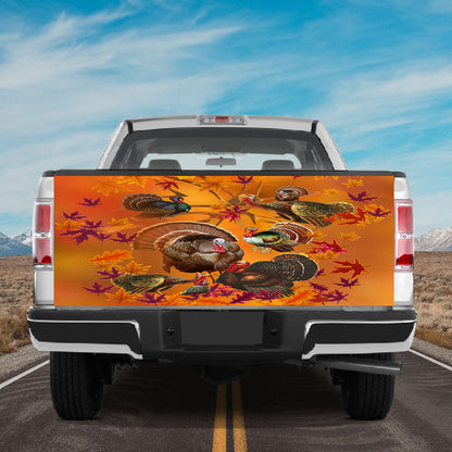 Petthouse | Turkey Artwork Tailgate Wrap Leaves Pattern Tailgate Wrap Thanksgiving Tailgate Wrap Car Decor