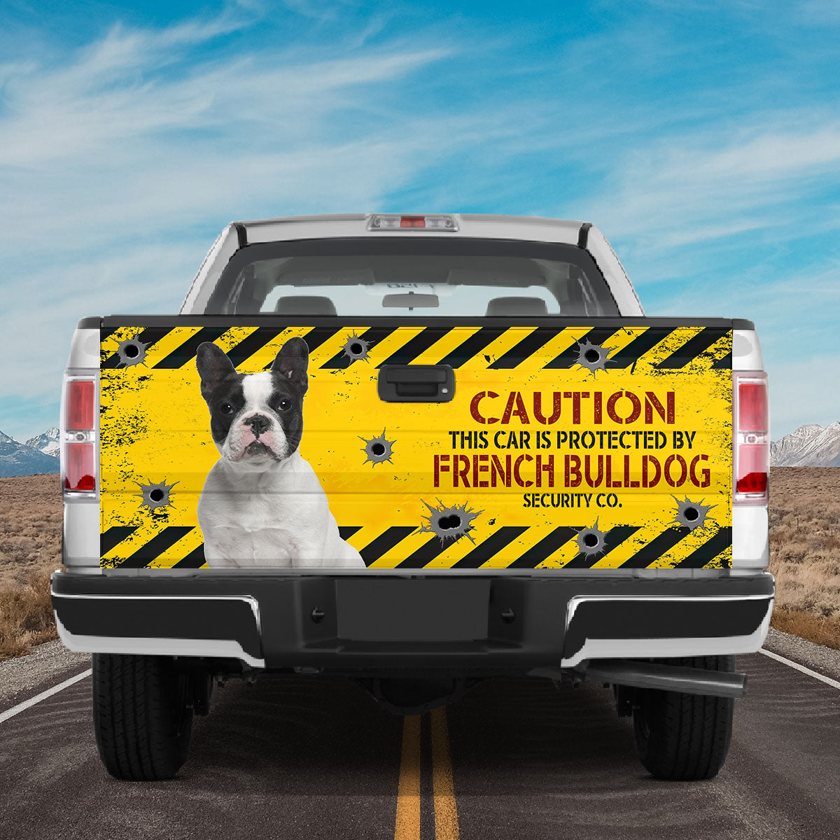 Petthouse | French Bulldog Caution Tailgate Vinyl Graphic Wrap Frenchie Dog Tailgate Decals