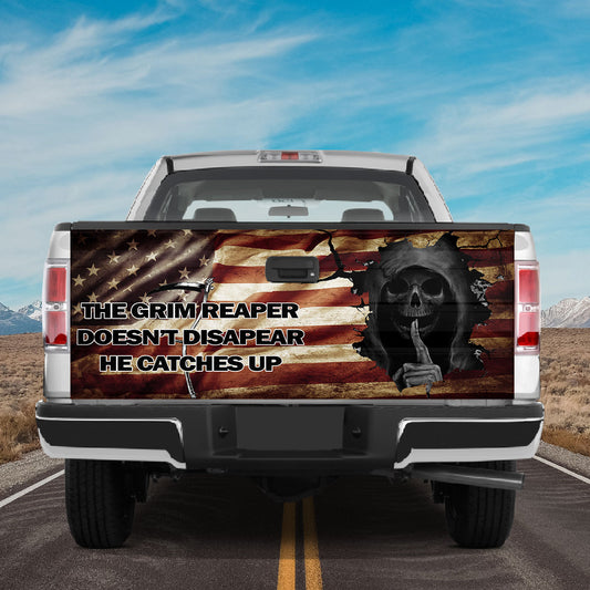 Petthouse | Grim Reaper American Flag Tailgate Wrap The Grim Reaper Doesn't Disappear He Catches Up