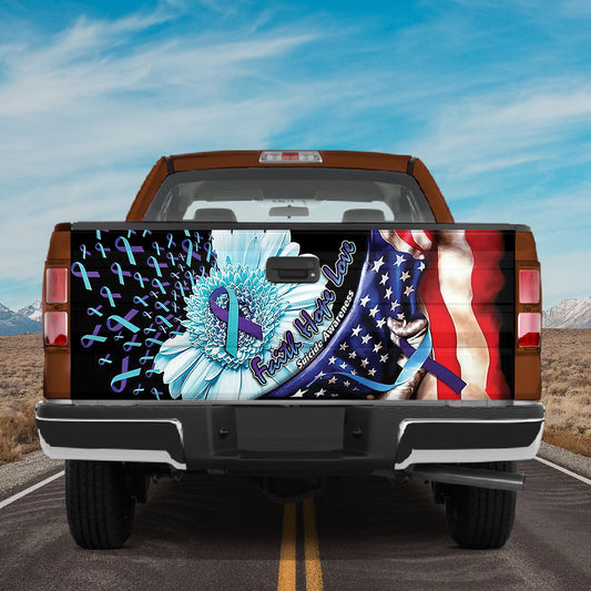 Petthouse | American Flag Tailgate Wrap Mental Health Suicide Awareness Truck Tailgate Decals Faith Hope Love