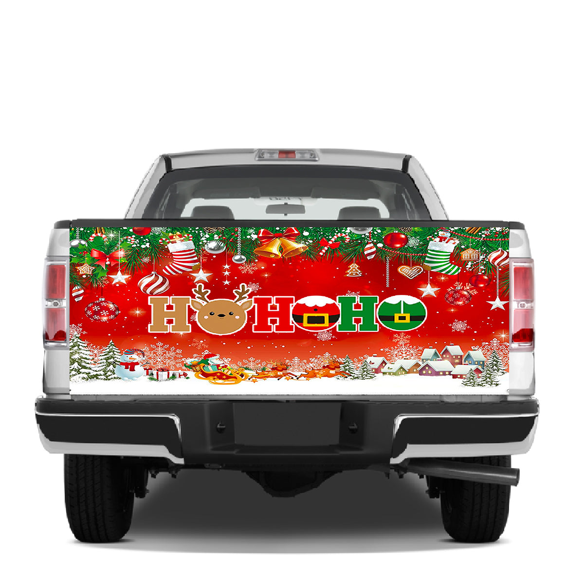 Petthouse | Christmas Reindeer Tailgate Wrap, Merry Christmas Tailgate Wrap, Xmas Town Car Decal