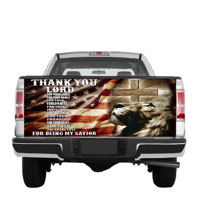 Petthouse | Thank You Lord Tailgate Wrap Jesus Lion Tailgate Wrap My Savior Tailgate Cover Christian Decor