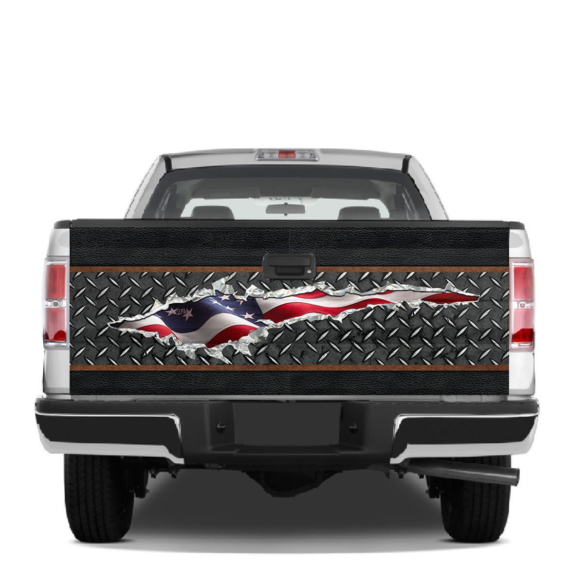 Petthouse | American Flag Crack Hole Tailgate Wrap Metal Print Independence Day