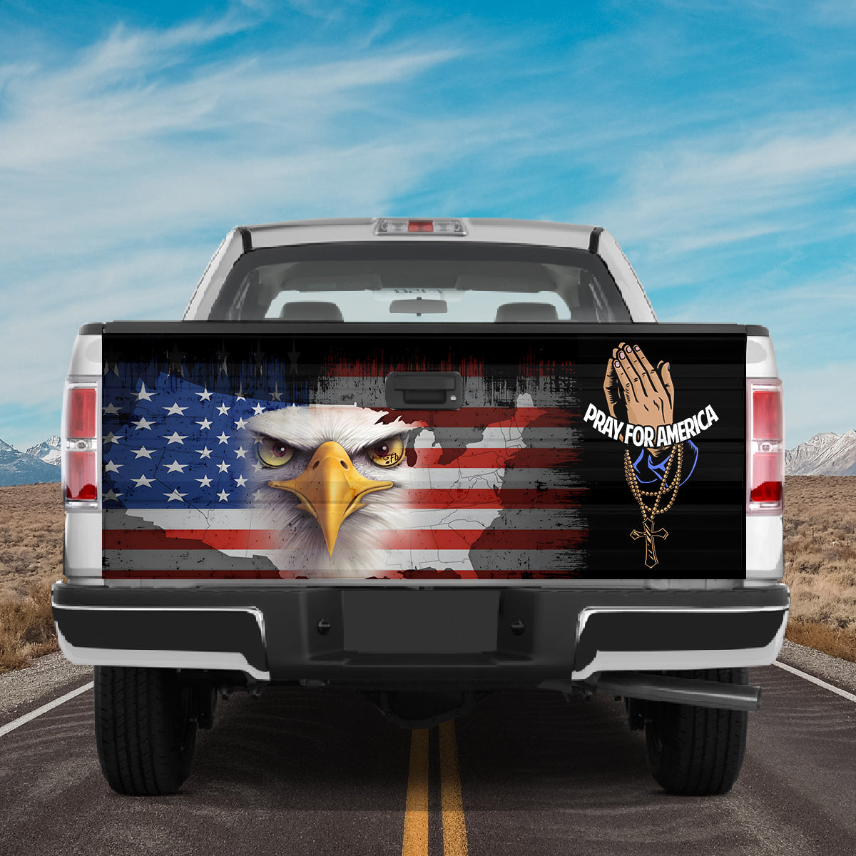 Petthouse | Eagle Tailgate Wrap, Eagle Usa Flag Tailgate Wrap, Pray For America Tailgate, 4th Of July