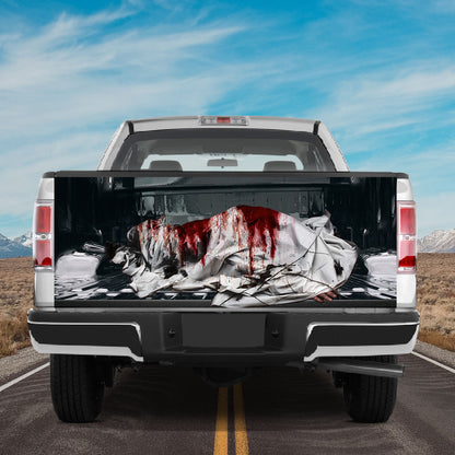 Petthouse | Death Women Bloody Horror Tailgate Wrap Vinyl Graphic Decal Sticker Dead Body On Floor Scary