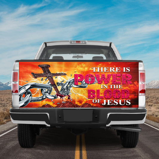 Petthouse | Cross Nail Chain Truck Tailgate Wrap Decal There Is Power In The Blood Of Jesus Vinyl Decal Christian