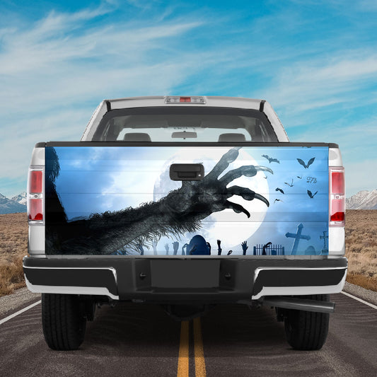 Petthouse | Monster Tailgate Wrap Wolf Monster Wrap Moon Night Cover Cemetery Night Art Wrap Car Decoration