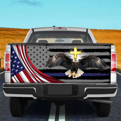 Petthouse | Ea*gle Golden Cross American Tailgate Wrap, Patrotic Day Truck Decor Gift