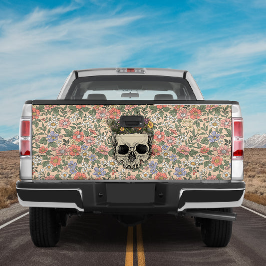 Petthouse | Skull Flower Hippie Skull Pot Head Flower Tailgate Wrap Decal Skull Halloween Gift