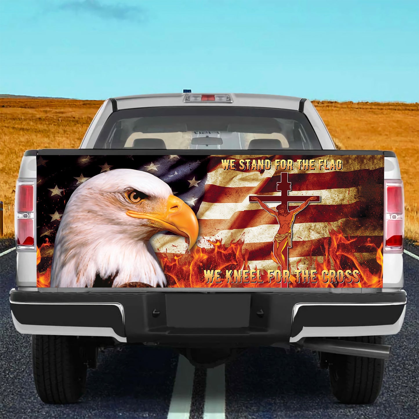 Petthouse | We Stand For The Flag Wrap Jesus Cross Wrap Christian Tailgate Wrap Patriot Wrap