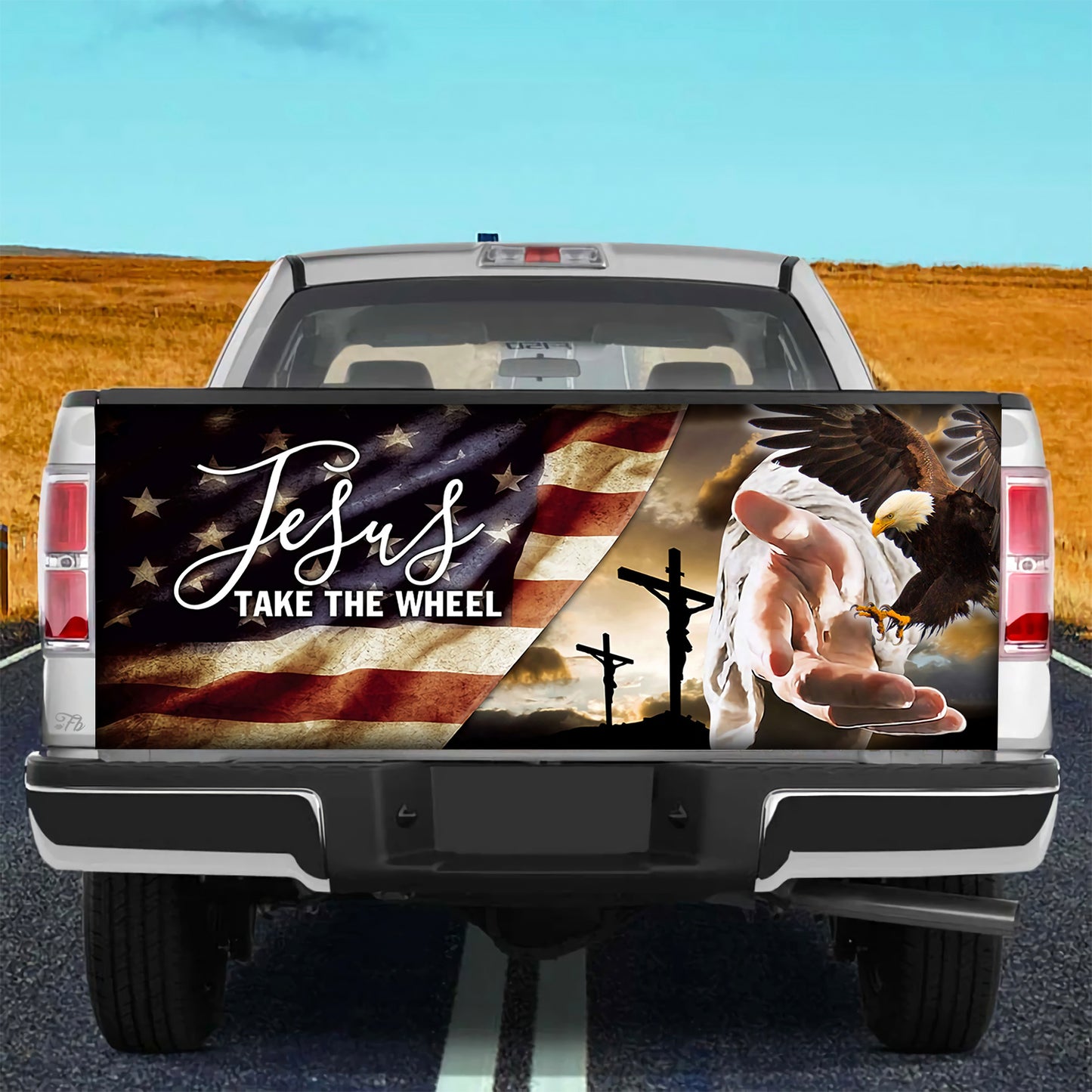 Petthouse | Jesus Take The Wheel Wrap American Flag Wrap Christian Cover Jesus Blessed America