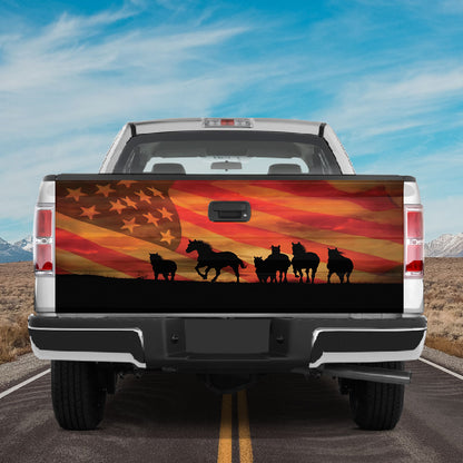 Petthouse | Horse American Flag Tailgate Wrap Waterproof Vinyl American Patriotism Tailgate Sticker