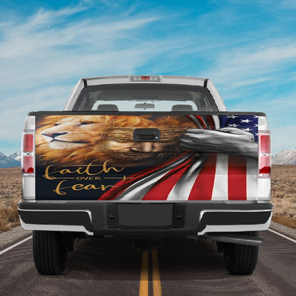 Petthouse | Jesus Christian Lion Faith Over Fear Tailgate Wrap Decal Lion Of Judah Sticker Tailgate Sticker