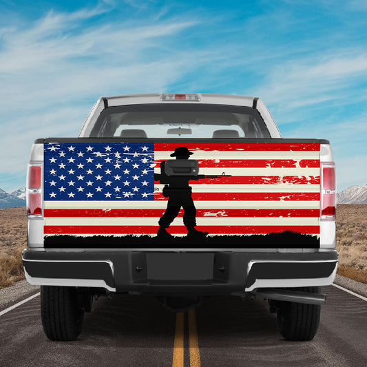 Petthouse | America Soldier Wrap America Flag Car Tailgate Cover American Patriot Gift