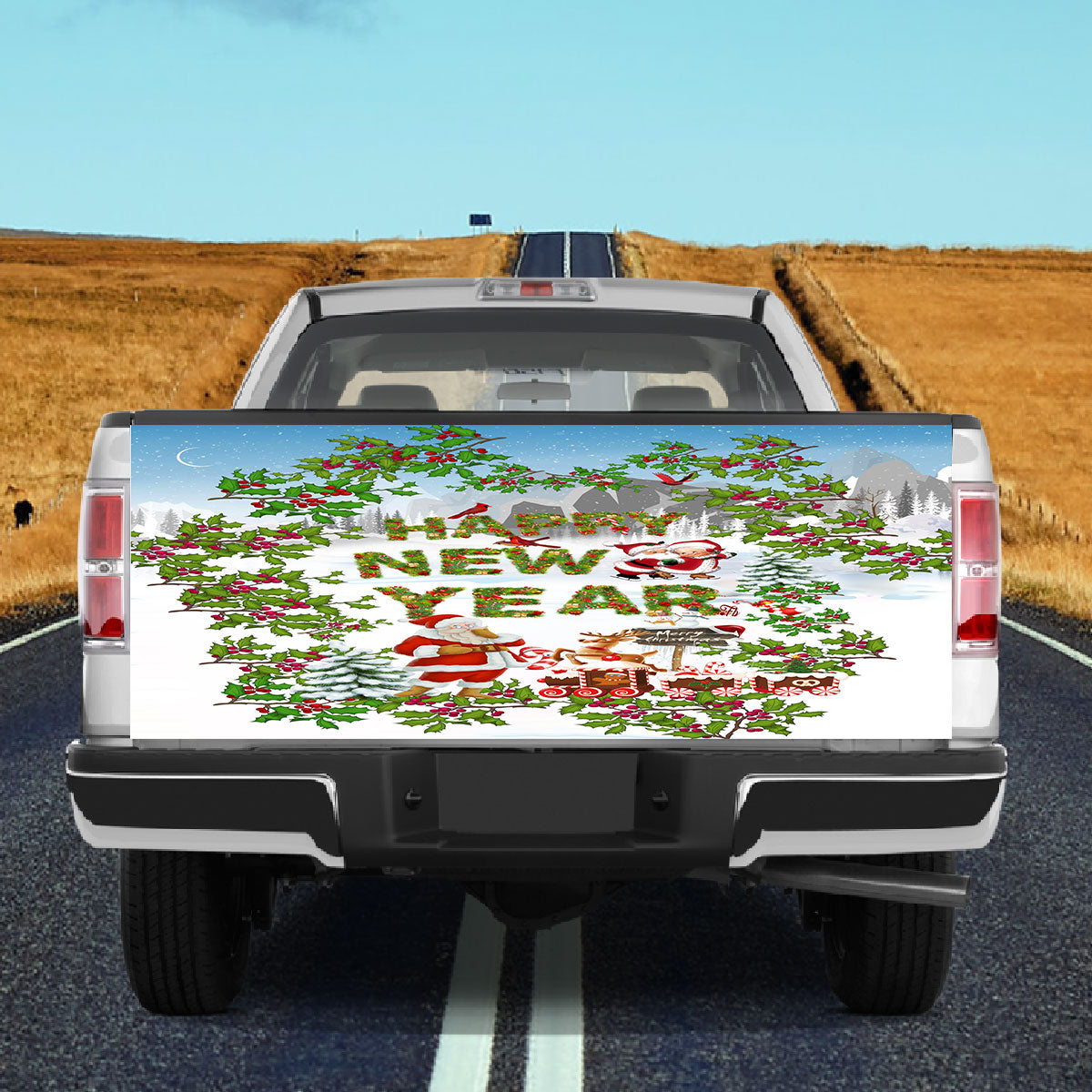 Petthouse | Happy New Year And Merry Christmas Tailgate Wrap Plant Pattern Wrap Holiday Decoration