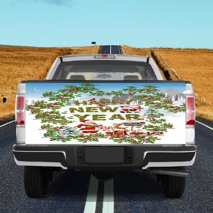 Petthouse | Happy New Year And Merry Christmas Tailgate Wrap Plant Pattern Wrap Holiday Decoration