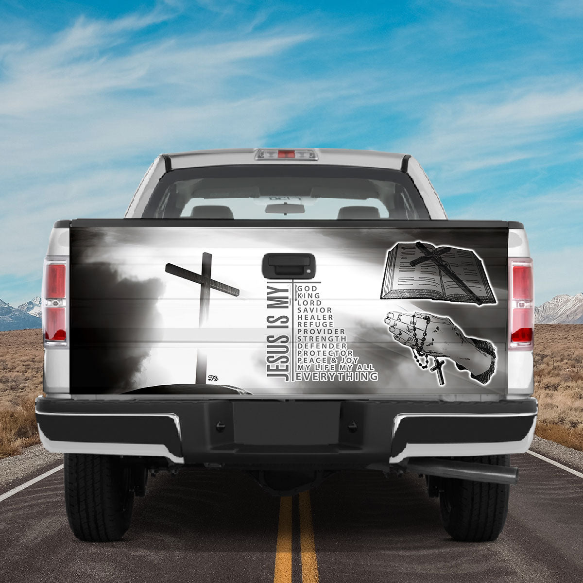 Petthouse | Jesus Is My Savior Wrap Jesus Tailgate Wrap Jesus Cross Art Cover Jesus Bless You Cover Decor