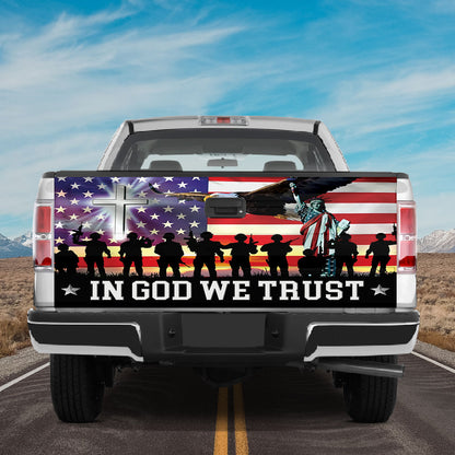 Petthouse | In God We Trust American Army Veteran Tailgate Wrap Decal Truck Decoration