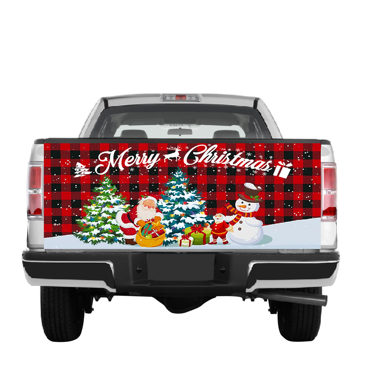 Petthouse | Christmas Truck Tailgate Wrap Santa Snowman Merry Christmas Vinyal Decal Xmas Gift