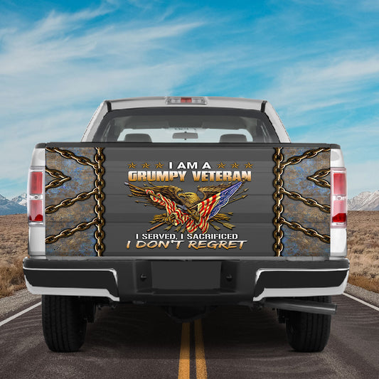 Petthouse | I Am A Grumpy Veteran Tailgate Wrap American Eagle Tailgate Cover I Served I Sacrificed