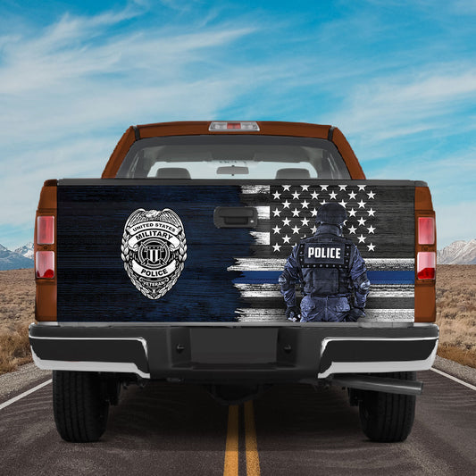 Petthouse | Tailgate Wrap Police American Flag Tailgate Wrap Police American Flag Thin Blue Line Tailgate Decal