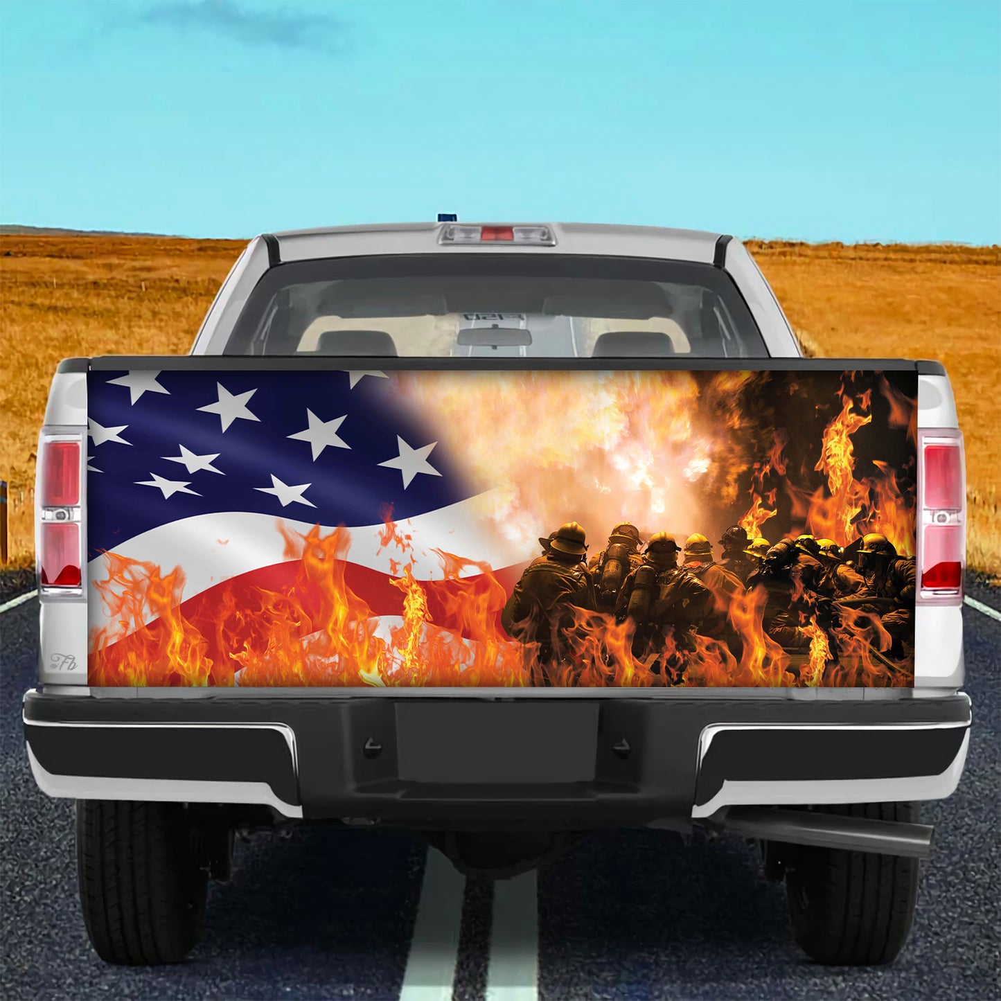 Petthouse | Firefighter American Tailgate Wrap, Fireman Dad Truck Decor Gift Idea