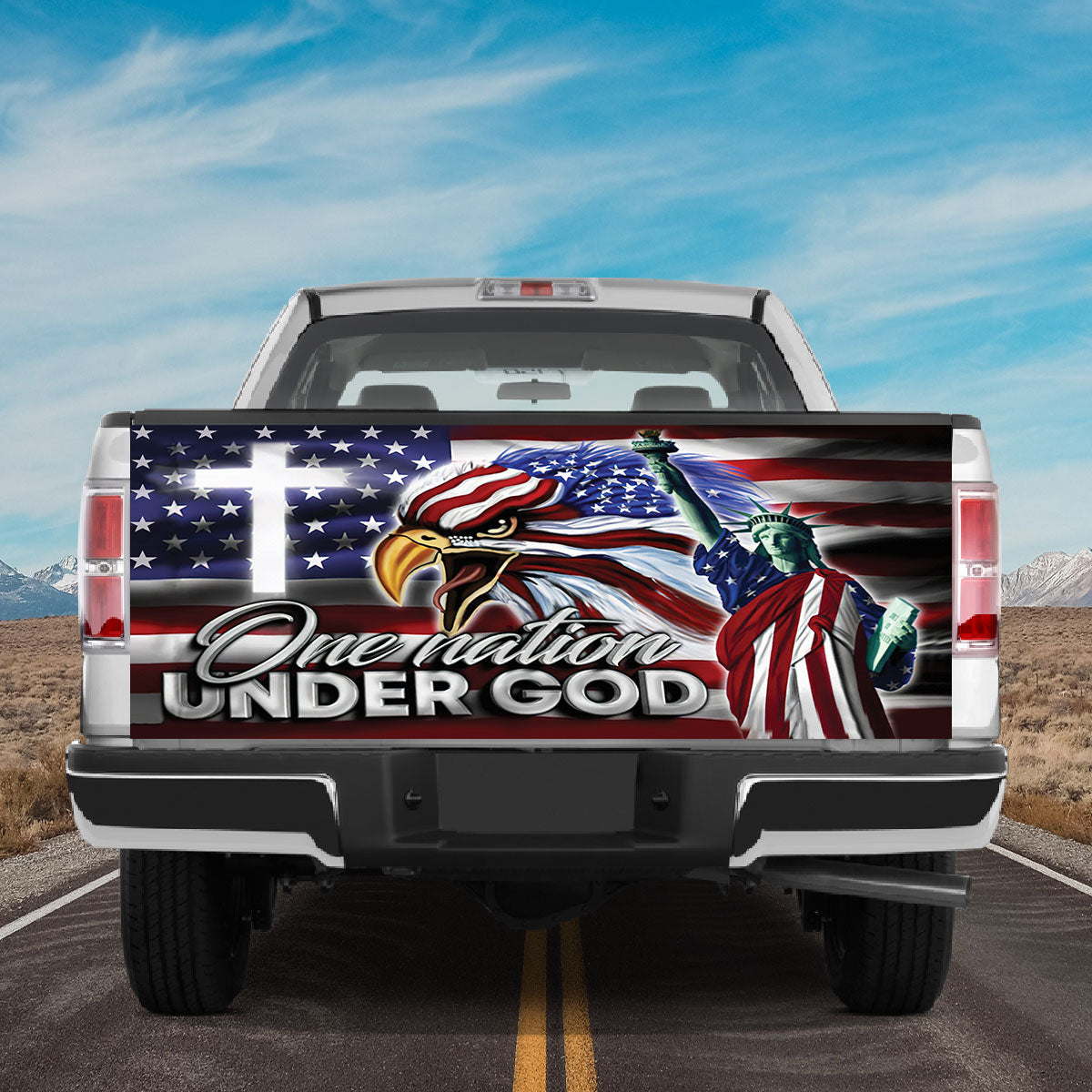 Petthouse | Eagle American Flag One Nation Under God Truck Tailgate Decal God Bless America Truck Vinyl Decal