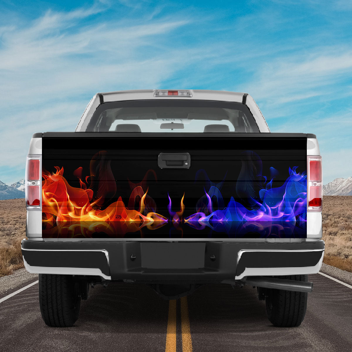 Petthouse | Red And Blue Flame Tailgate Wrap, Flame Car Decal, Flame Tailgate Wrap, Father's Day Gift Idea