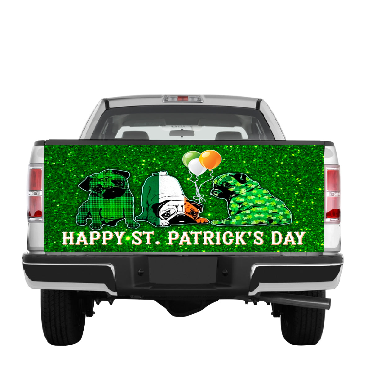 Petthouse | Pug Dog Happy St Patrick's Day Truck Tailgate Wrap St Patrick Day Dog